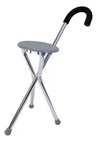 Bastón Con Asiento Aluminio Antiderrapante Para Descanso