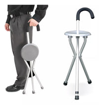 Bastón Con Asiento Aluminio Antiderrapante Para Descanso