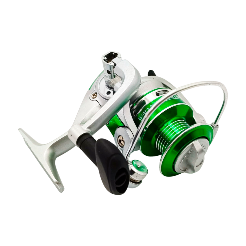 Carrete De Pesca Línea 2000 Diseño Metálico Y Detalles Verde