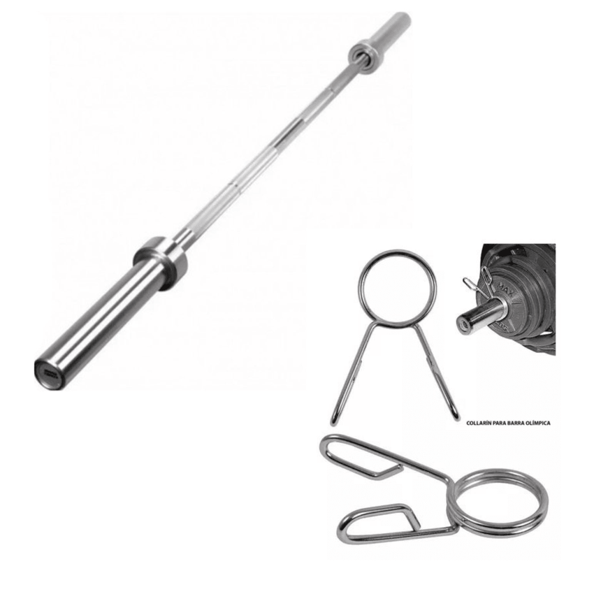 Barra Olímpica Profesional 152cm Cromada Rodamientos + 2azas