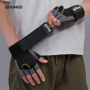 Guantes Deportivos Medio Dedo Con Muñequera Agarre Pro