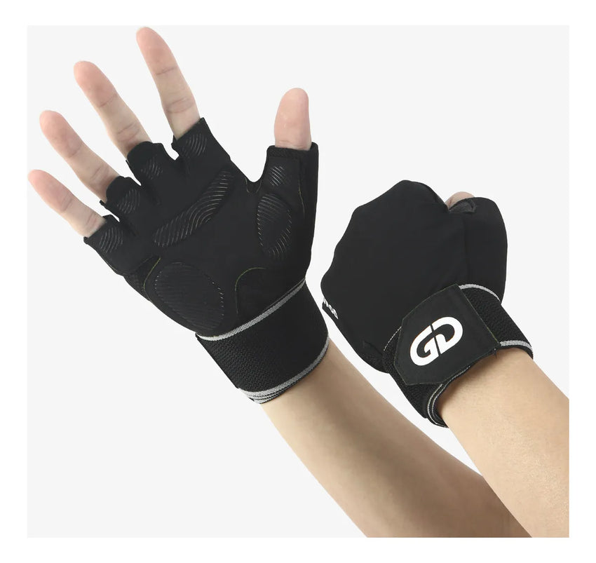 Guantes Gounod Medio Dedo Con Muñequera Elastica Pesas y Gym