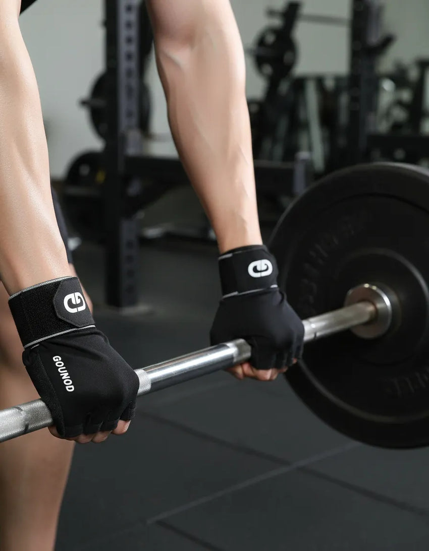 Guantes Gounod Medio Dedo Con Muñequera Elastica Pesas y Gym