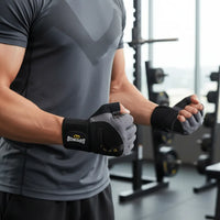 Guantes Deportivos Medio Dedo Con Muñequera Agarre Pro