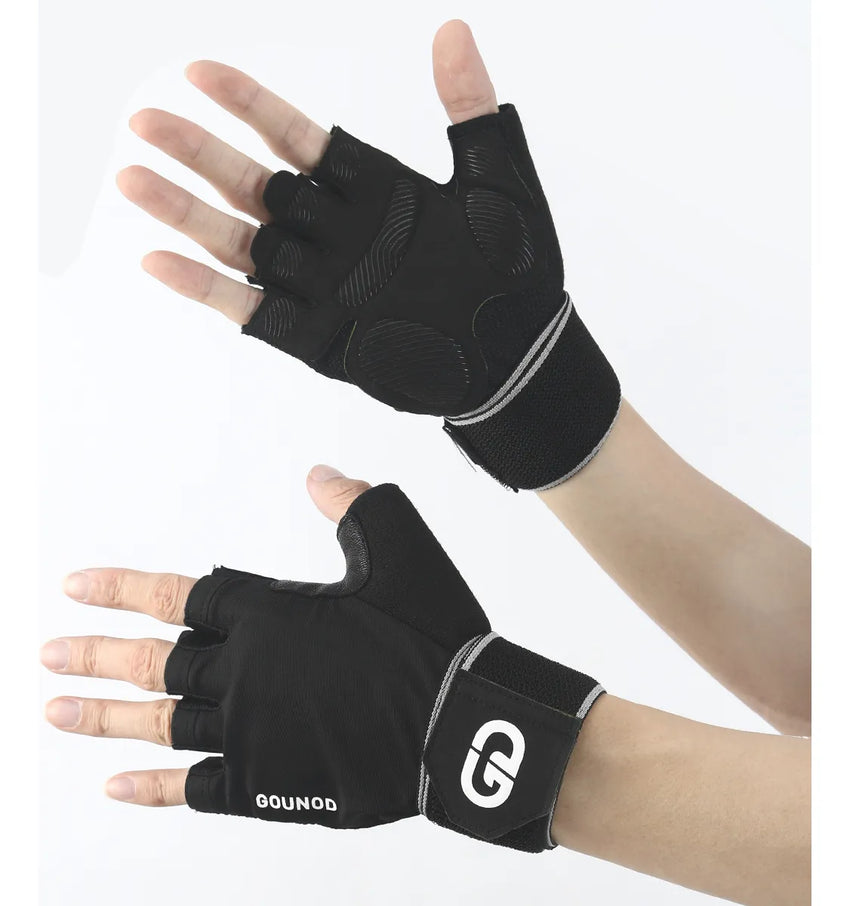 Guantes Gounod Medio Dedo Con Muñequera Elastica Pesas y Gym