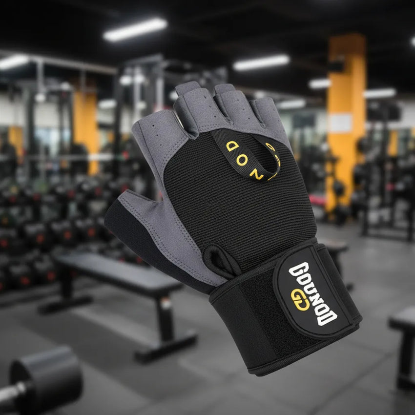 Guantes Deportivos Medio Dedo Con Muñequera Agarre Pro