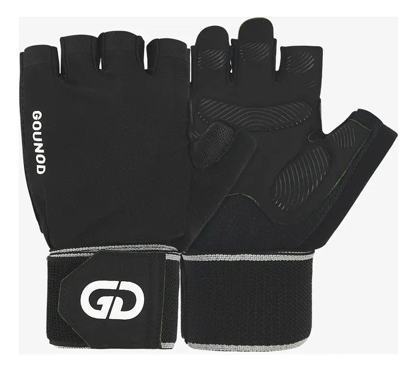 Guantes Gounod Medio Dedo Con Muñequera Elastica Pesas y Gym