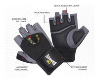 Guantes Deportivos Medio Dedo Con Muñequera Agarre Pro