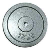 Pesa Disco 15kg Para Mancuerna Barra Preolimpica Hierro Gris