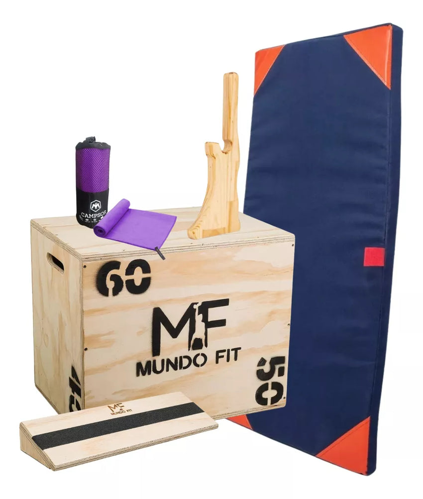 Cajón Pliometrico 60x50cm+toallon+talonera+totem+colchoneta