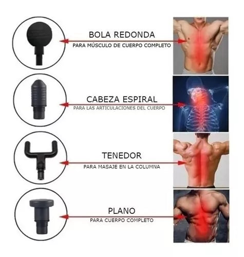 Pistola Masajeador Profesional Deporte Inalámbrica 6 Niveles