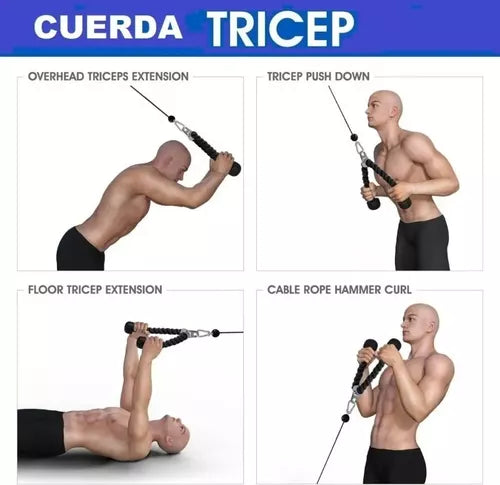 Lazo Cuerda Tríceps Bíceps Gimnasio Profesional Multifuerza