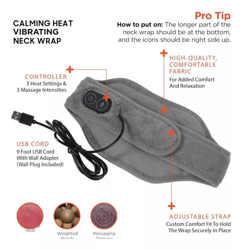 Masajeadora De Cuello Con Calor Y Vibración Portatil Con Usb
