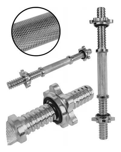 Par Barras Mancuerna Cromada Acero Para Bicep Tricep Hombro