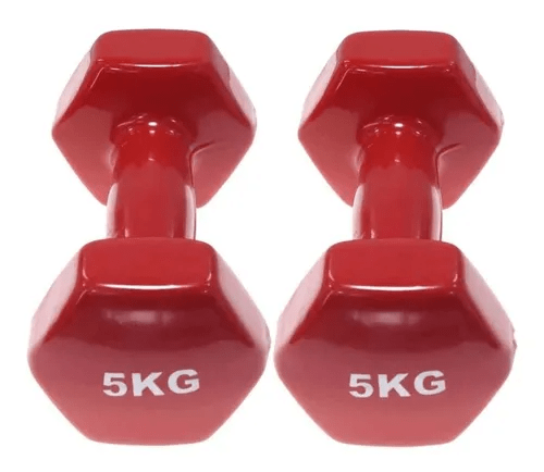 Par Mancuernas 5kg Goma Vinílica Ejercicio Fitness Yoga Gym