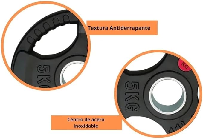 Disco Olímpico De 15kg Con Agarres Para Sentadillas Y Barra