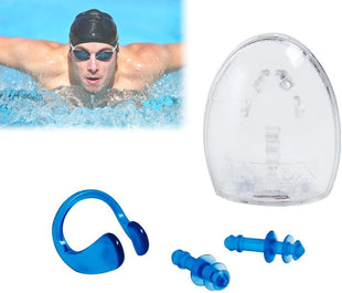Set Natación Tapón Oídos + Nariz + Caja Plastica Portable