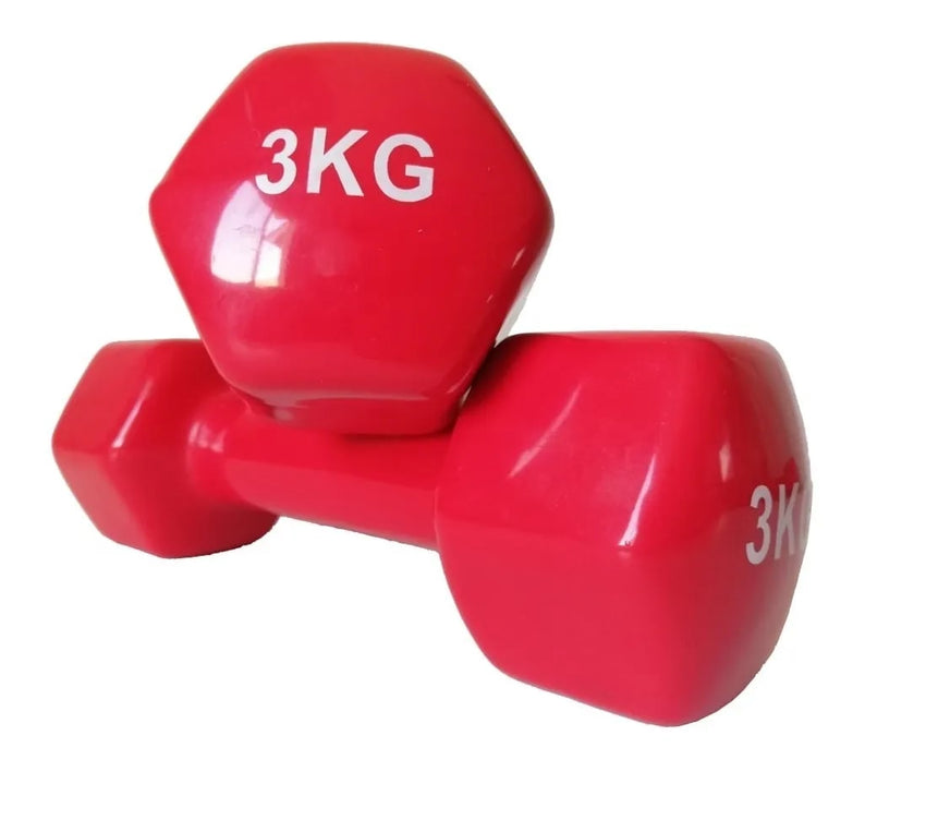 Par Mancuernas 3kg Goma Vinílica Ejercicio Fitness,yoga Gym