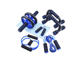 Kit Pushup Rueda Abdominal Cuerda Para Saltar 6 Piezas