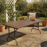 Mesa Plegable Café Estilo Madera 180cm Tipo Madera