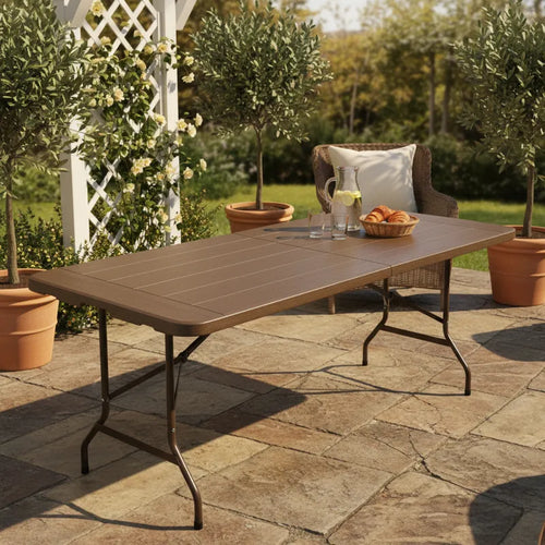 Mesa Plegable Café Estilo Madera 180cm Tipo Madera