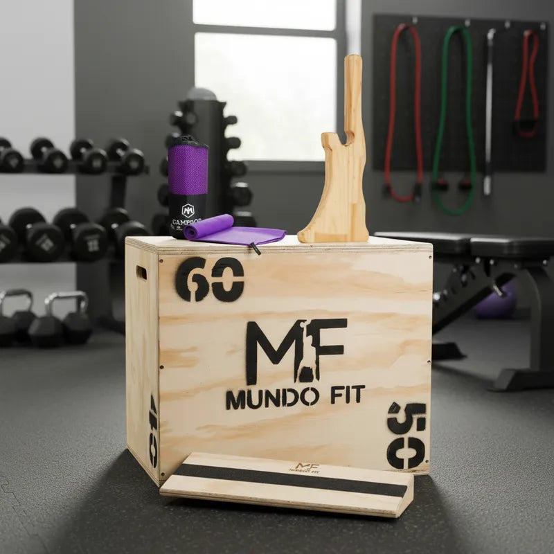 Cajón Pliometrico 60x50cm+toallon+talonera+jack De Carga Gym